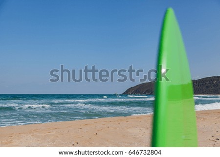 Blurred surfboard postcard