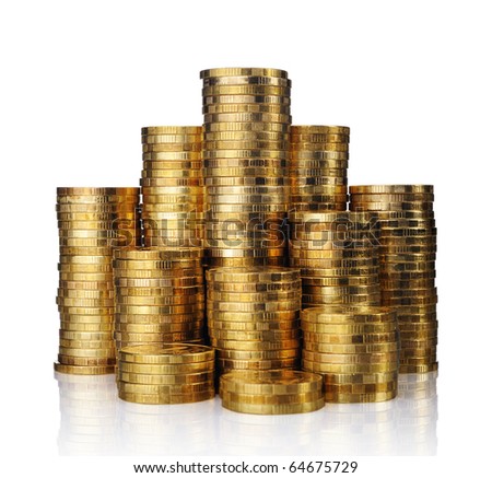 Gold towers made out of gold coins