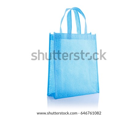 Blue cotton bag. Studio shot isolated on white background