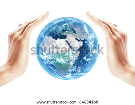 Earth protect on human hands