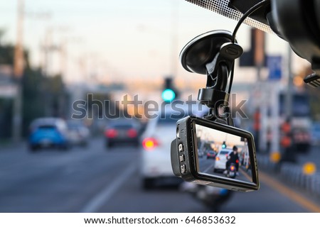CCTV car camera for safety on the road accident Royalty-Free Stock Photo #646853632