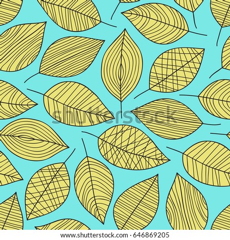 Simple foliage background with yellow abstract leaves. 