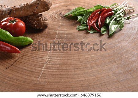 vegetables on wood background