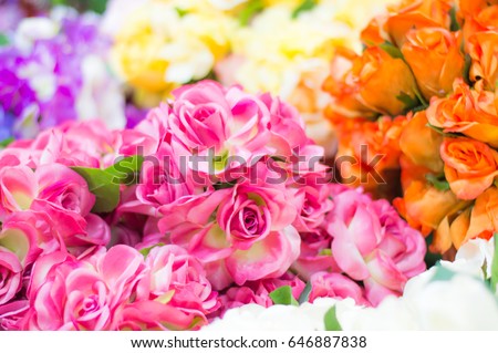 The background image of the colorful flowers, selective focus