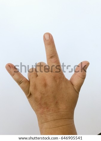 The fingers for love sign on white background