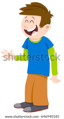 Illustration of Happy Boy Kid Cartoon Character