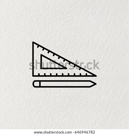 Pencil and ruler line icon. vector illustration