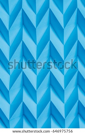 Monochrome abstract natural cyan blue paper folded origami jigsaw futuristic geometric pattern background