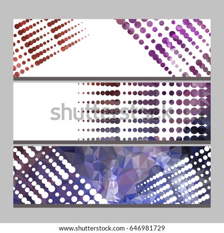 Set of horizontal banners with abstract mosaic pattern and dots. Template design, label banner, cover, print, flyer, blank, card, ad, sign, sheet. Copy space. Raster clip art.