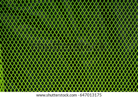 Green plastic grating The background is black