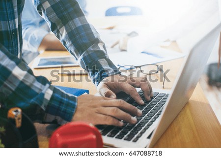 businessman using laptop working on business concept

