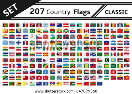 set 207 country flag Royalty-Free Stock Photo #647099368