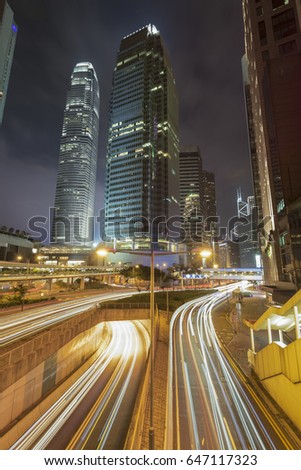 Traffic in Hong Kong at night