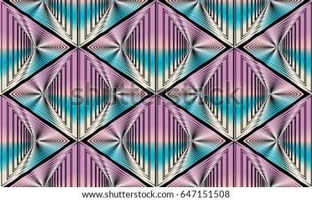 Modern geometric seamless pattern. Stylish abstract background. Luxury wallpaper. Elegant tiled geometrical 3d ornaments with rhombus, shapes, lines, stripes and figures. Vector surface texture.