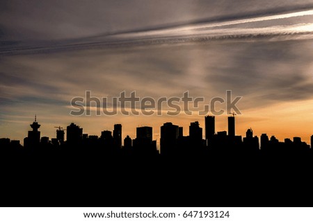 Silhouette of Vancouver and amazing sky