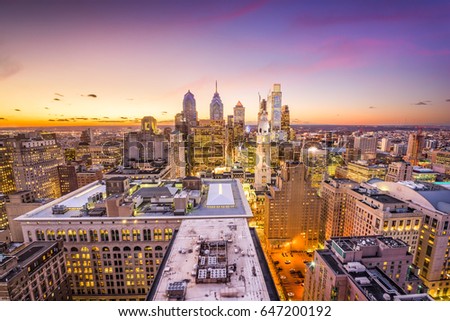 Philadelphia, Pennsylvania, USA downtown city skyline.