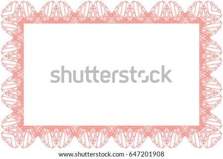 Guilloche lace contour abstract border frame on white (transparent) background. Vector illustration for invitations, banknotes, diplomas, certificates, tickets and other papers security premium design