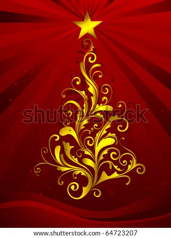 Christmas Tree Design Featuring Golden Swirls Shaped Like a Christmas Tree