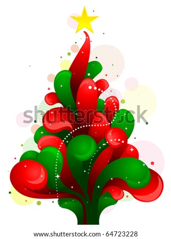 Christmas Design Featuring Random Swirls Shaped Like a Christmas Tree