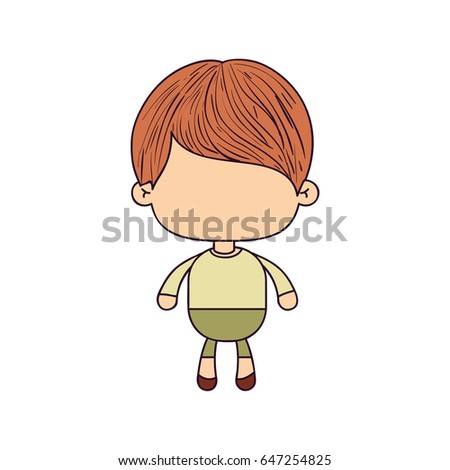 colorful caricature of faceless cute boy with haircut vector illustration