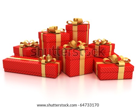 gift boxes over white background 3d illustration Royalty-Free Stock Photo #64733170