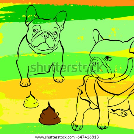 French bulldog background. Vector illustration. Dog, illustration, french