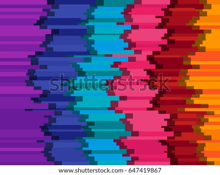 Horizontal vector lines abstract colorful background, striped pattern in violet, blue, pink, red and orange colors. Modern youthful cover graphic design, geometric pattern, background template.