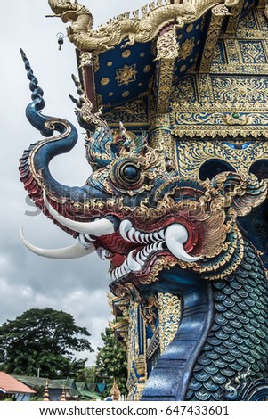 Naga molding art at Rong Sua Ten temple, Thailand.