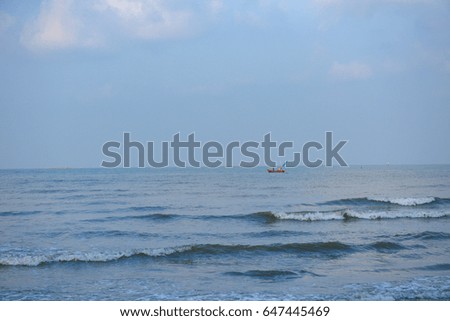 Sea view with blue sky on the beach