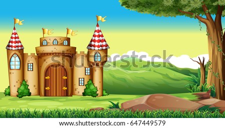 Castle towers in the field illustration
