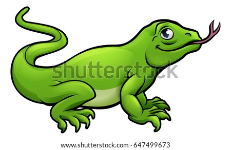 A Komodo dragon lizard cute cartoon character