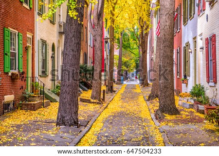 Philadelphia, Pennsylvania, USA alley in the fall.