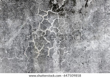 Gray concrete wall with cracks and spots.