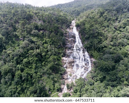 Aerial photo of Mae-Ya waterfall in Chiangmai Thailand 