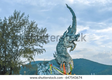 Landmark Statue of the head of the serpent before sunset