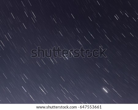 Stars movement over the sky captured with slow shutter speed.