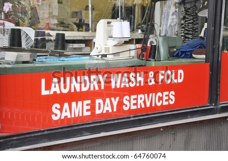 Laundry Dry Cleaners Business Window
