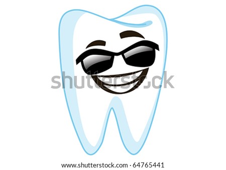 Sunglass Tooth Cartoon Character Illustration in Vector
