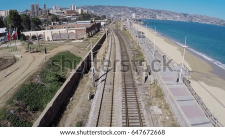 Aerial picture of a train railway track in Chile