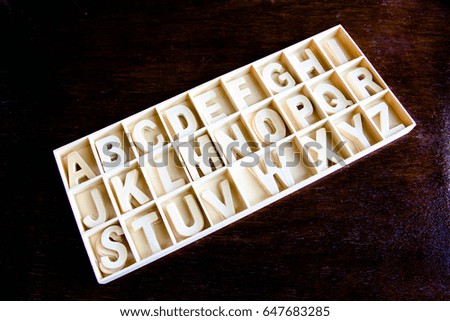 Wood word in box on wooden background