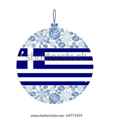 Vector Christmas ball with the flag of Greece