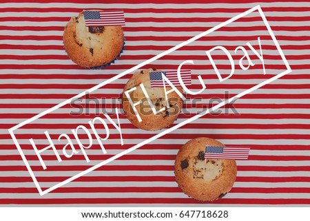 Cute cupcakes with american flag, Happy flag day background
