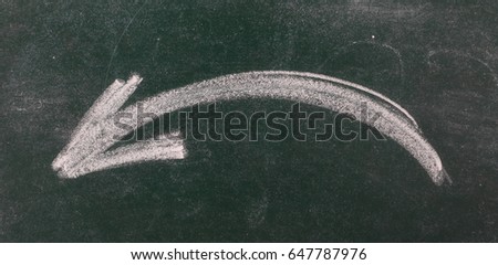 Curved arrow pointing to the left chalkboard, blackboard texture
