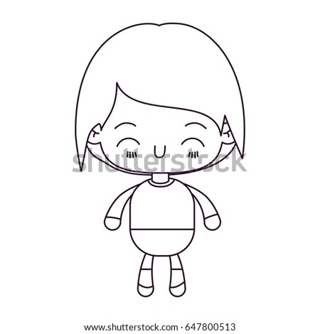 monochrome silhouette of kawaii little boy with happiness facial expression vector illustration