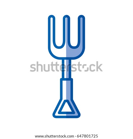 blue shading silhouette of toy rake beach kit vector illustration