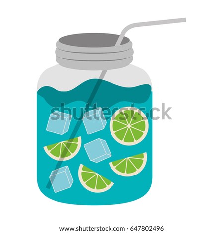 color silhouette with bottle of natural citrus drink vector illustration