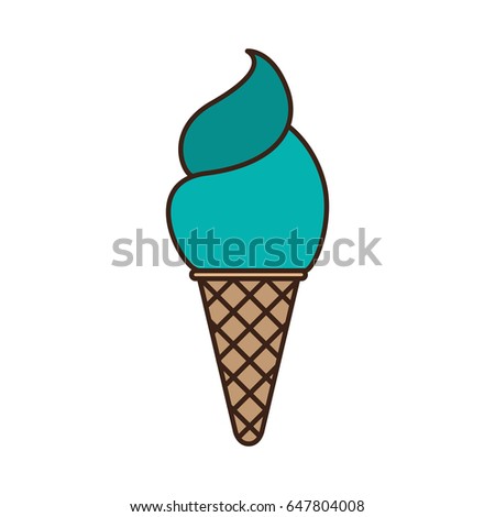 colorful silhouette of ice cream cone vector illustration