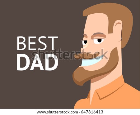 Best dad illustration for the father day. Flat illustration of a bearded man