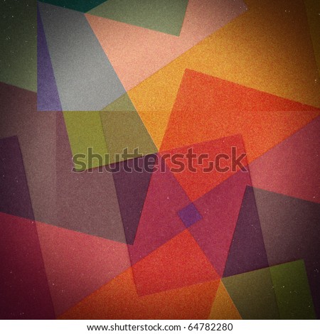 Grungy, grainy & dusty vignetted abstract color background, made of intersecting geometric figures and lines, vintage paper texture in square shape
