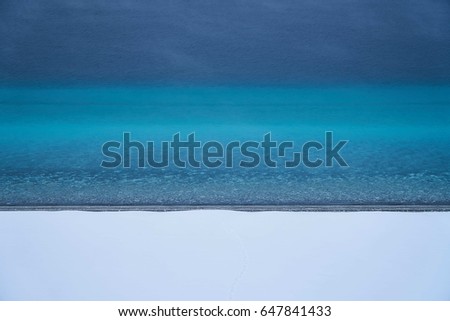 Blue lake with snow. It is Salda lake in Isparta Turkey.